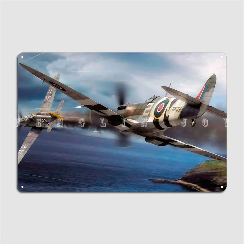 Spitfire Vs Bf109 Metal Plaque Poster Vintage Pub Wall Plaque Cinema Tin Sign Posters