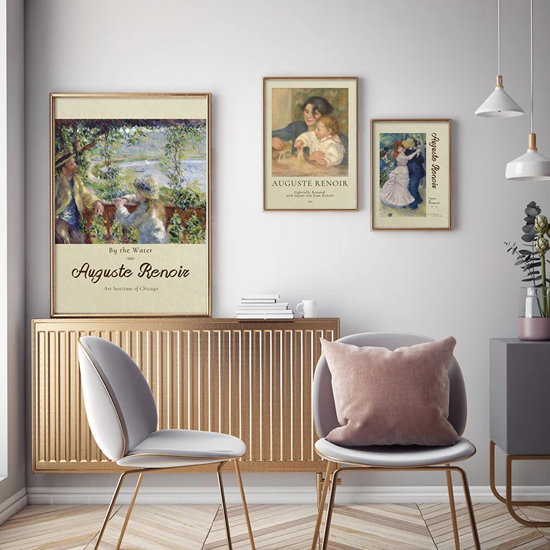 

Vintage Exhibition Posters Famous Auguste Renoir Oil Painting Canvas Prints Retro Gallery Home Decoration Wall Art Pictures