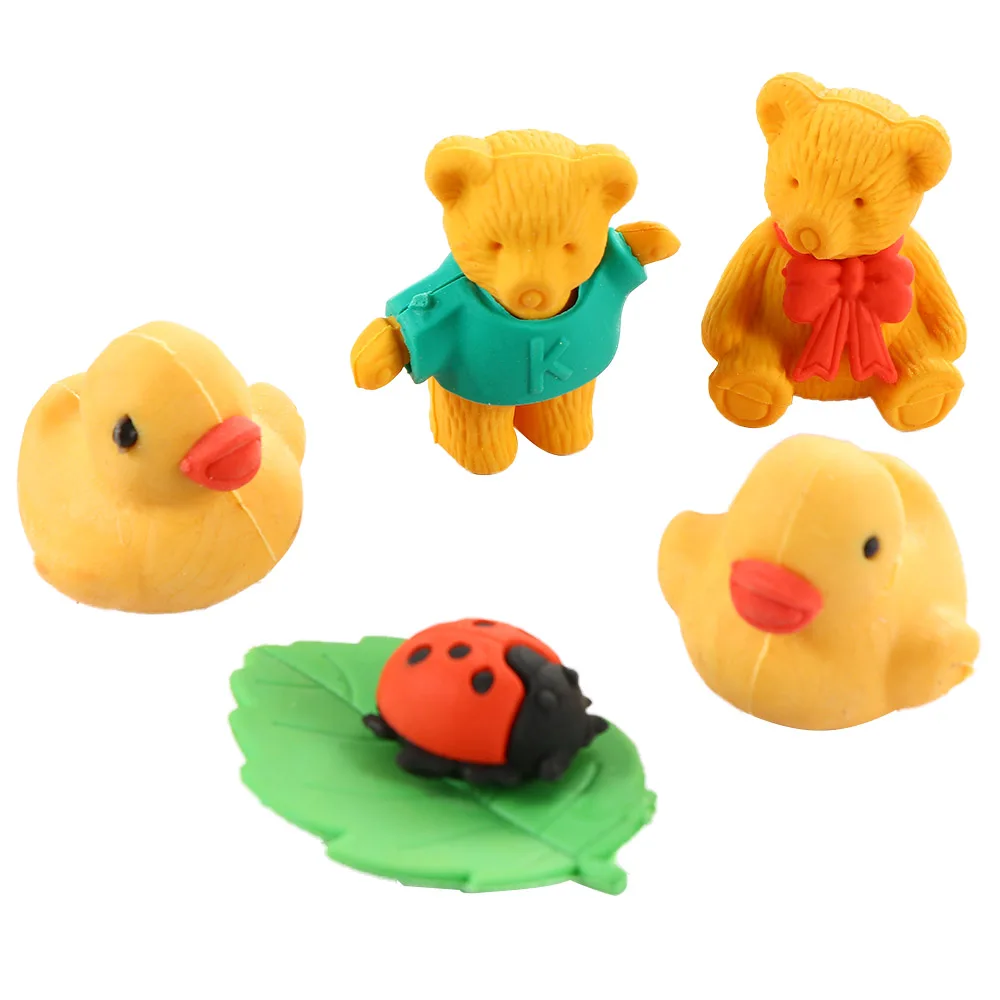 10PCS gomma a forma di animale carino disegno del fumetto gomma cancelleria collezione all'ingrosso matita animale gomme materiale scolastico
