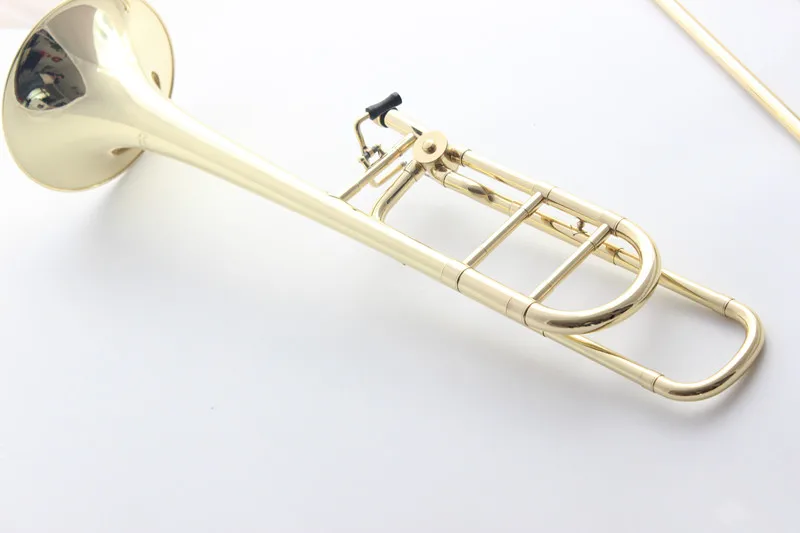 Music Fancier Club 36BO Professional Bb/F Tenor Trombone Gold Lacquer Music Instruments Profesional Trombone Case Mouthpiece