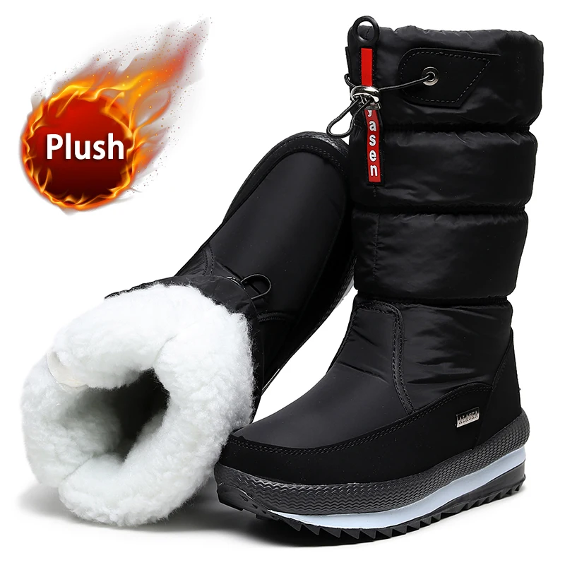 Women snow boots  platform winter boots thick plush waterproof non-slip boots  fashion women winter shoes  warm fur  botas mujer