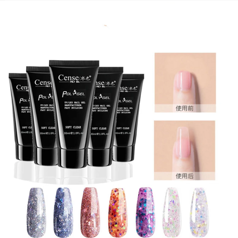 

5 Pcs 30 ML Fast Acryl Building Nail Extension Gel Glitter Crystal Multipurpose Design Diamond Rhinestone Glue