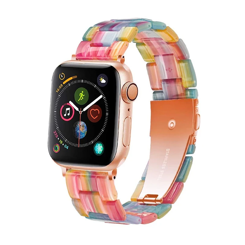 NEW colors Resin strap for Apple watch band 44 mm 40mm 42mm 38mm metal buckle bracelet watchband for iwatch series SE/6/5/4/3/2