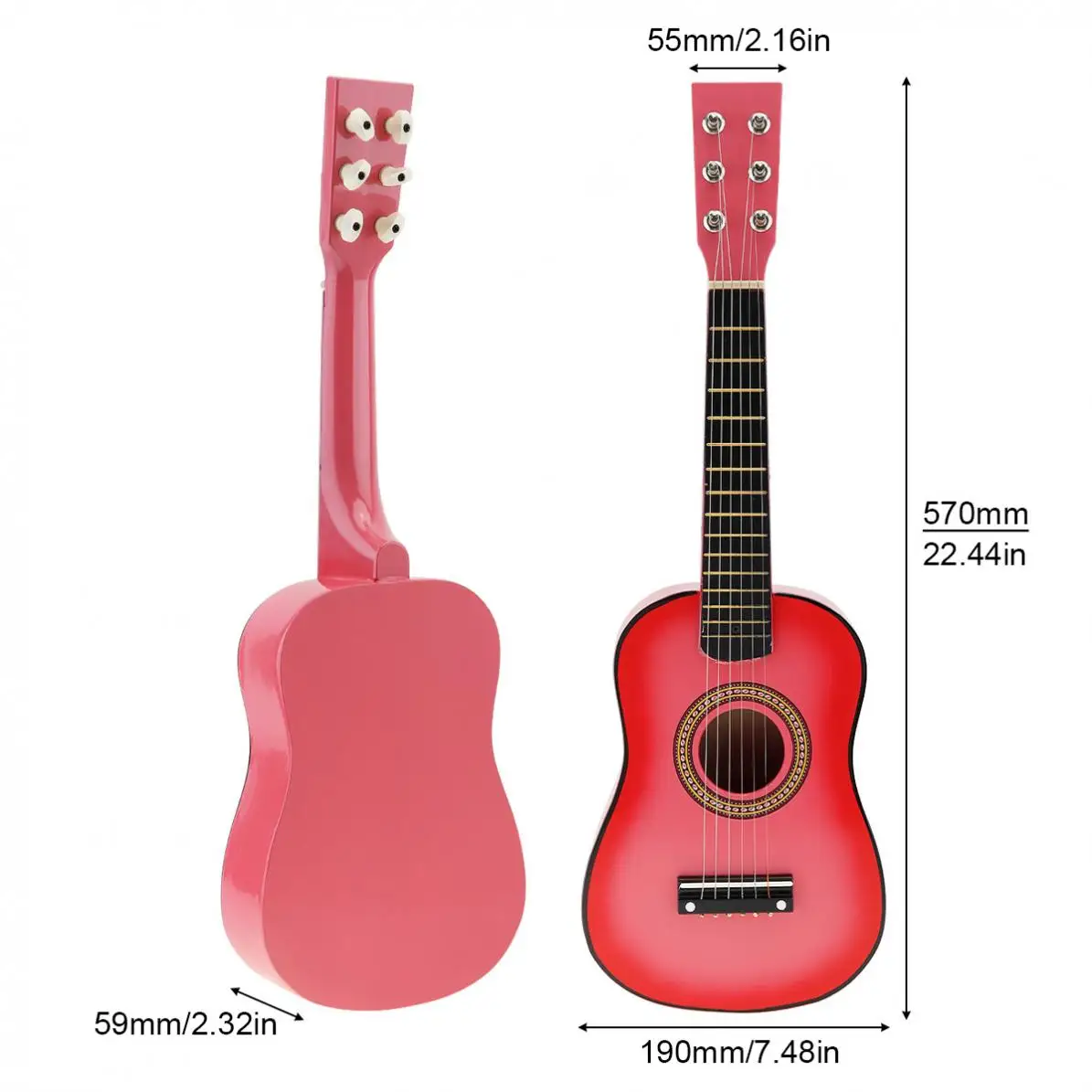 23 Inch 6 Strings Acoustic Guitar Black Basswood 12 Frets With Guitar Pick Wire Strings Guitar Accessories for Beginner