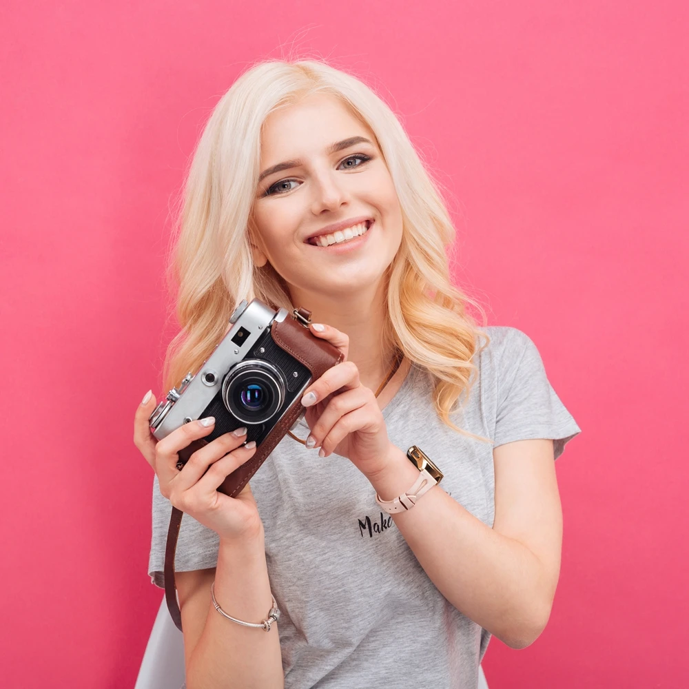 Wearlizer Genuine Leather Watch Band for Samsung Galaxy Watch 42mm/46mm Women Fashion Stylish Pink Strap for Active 2 40mm 44mm