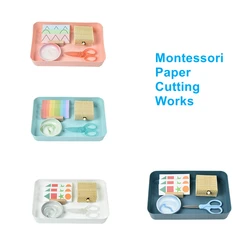 Montessori tesoura conjunto de trabalho corte jogo de papel para crianças atividades de artesanato material de vida prática coordenação mão-olho
