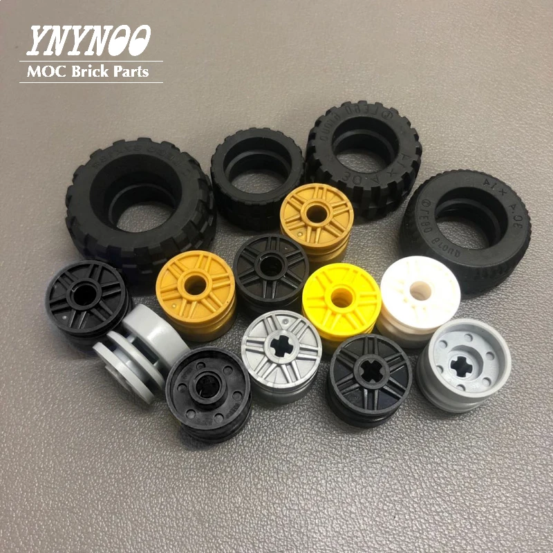 8Pcs/lot Wheels and Tyres Parts 58090 Tyre 30.4x14 VR Solid 35578 Tyre Offroad 37x14 Wheel 18x14 with Axle Hole 55982 Bricks Toy