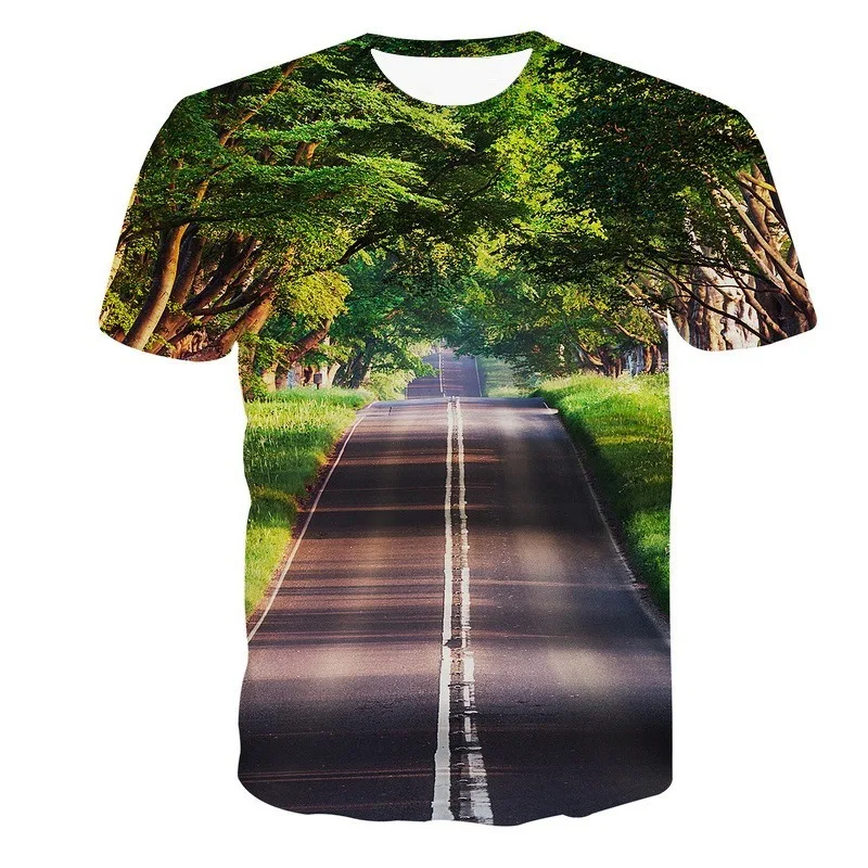 Summer Natural Scenery Pattern Men t-shirt Fashion Interesting landscape graphic t shirts Personality Trend Hip Hop 3D T-shirt