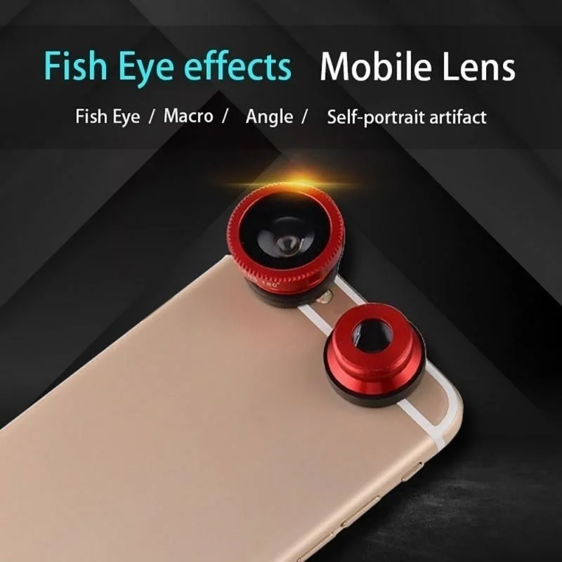 3-in-1 Wide Angle Macro Fisheye Lens Camera Kits Universal Mobile Phone Fish Eye Lenses For iPhone Samsung Huawei Xiaomi Oneplus