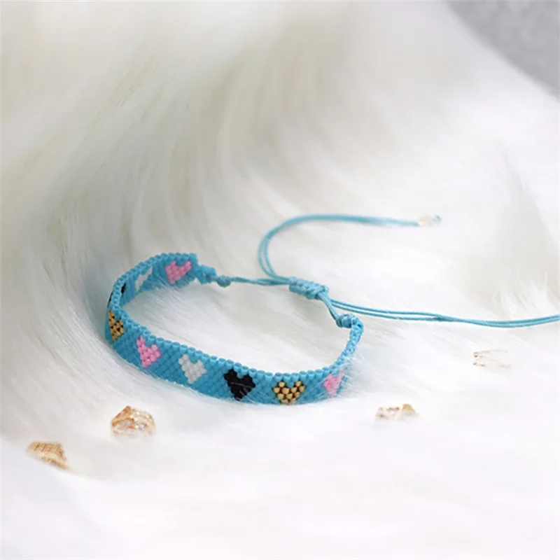 ZHONGVI Miyuki Bracelet For Women Weaving Heart Adjustable Jewelry Friendship Boho Colorful Zircon Bracelets Gift Wholesale