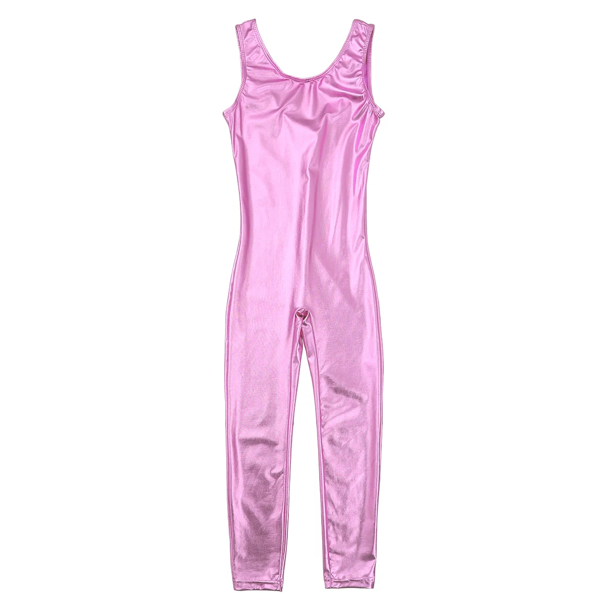 Girls Shiny Ballet Dance Leotard Jumpsuit Gymnastics Acrobatics Yoga Bodysuit Kids Sleeveless Ballerina Performance Dancewear