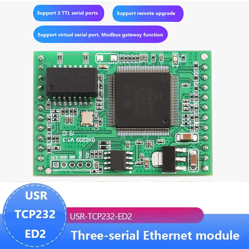 

USR-TCP232-ED2 Triple Serial Device Server UART TTL to Ethernet/TCP IP Module Converter Support D2D Forwarding