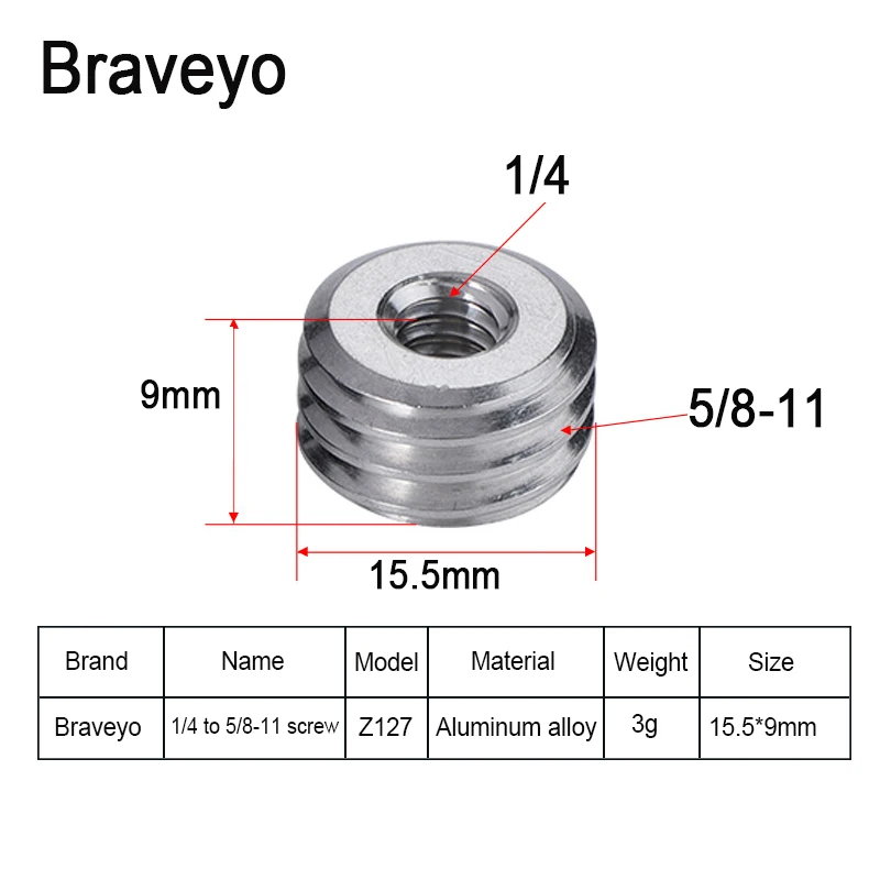 Coarse Thread 5/8-11 to 3/8-16 1/4-20 Inch Female Male Threaded Screw Mount Adapter for Laser Level Tripod Conversion Screw