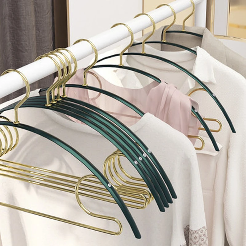 10 pcs/lot 34.5cm Fashion Space Aluminium Alloy Clothes Rack Household Thickenning Traceless Coat Hanger Non-slip Drying Hangers