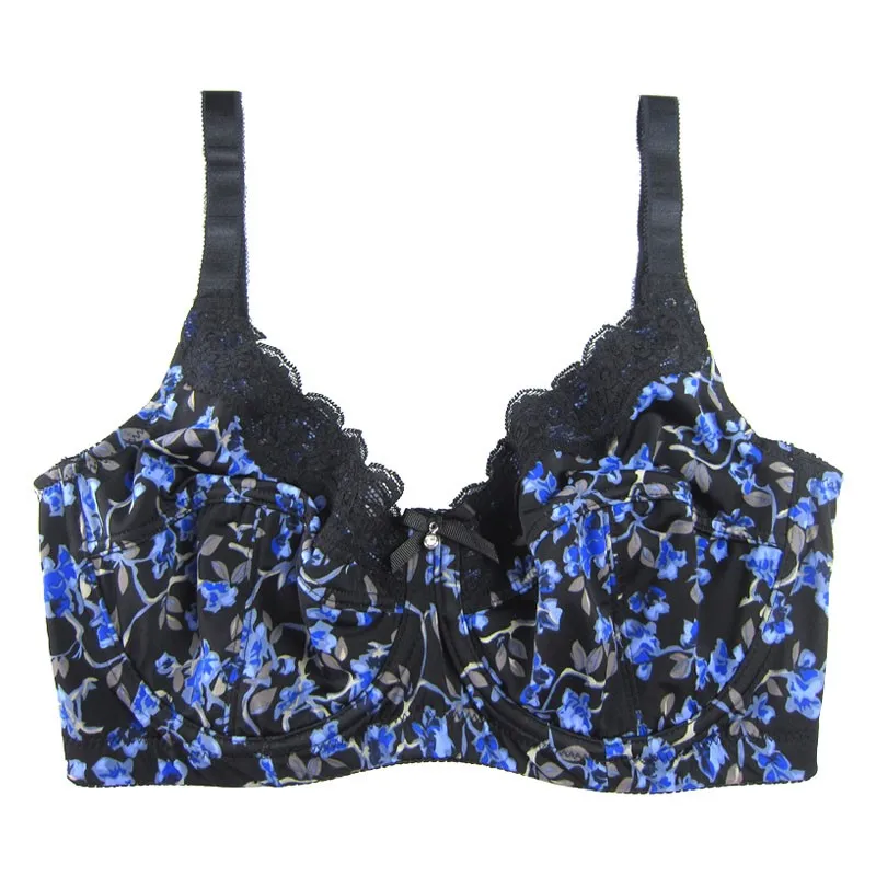 Tamanho grande renda mais sutiã feminino 6 cores impressão floral não-acolchoado sem forro copo completo sexy lingerie feminina CDEFG34-46