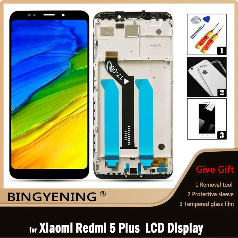 For Xiaomi Redmi 5 Plus LCD Display Screen Touch Digitizer Assembly For 5.99 inch Xiaomi Redmi 5plus Phone With Frame