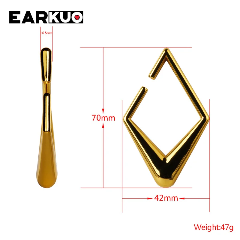 EARKUO Top Quality Stainless Steel Round Rhombus Ellipse Triangle Ear Weight Body Piercing Jewelry Ear Stretchers Expanders 2PCS