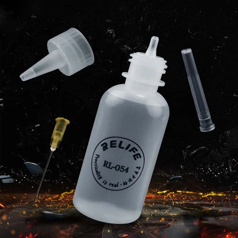 RELIFE RL-054 50ML Needle Tip Plastic Liquid Alcohol Bottle Flux Container for Mobile Phone Cleaning Welding Repair Tools