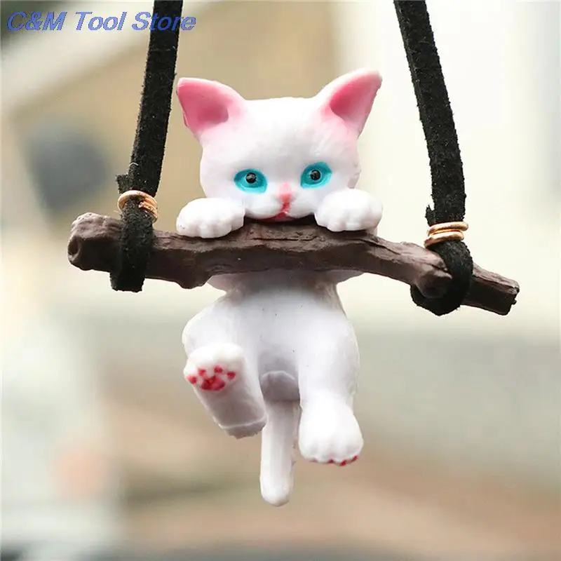 1 Pc Car Pendant Creative Cute Branch Cat Rearview Mirror Pendant Car Interior Decoration Car Interior Accessories