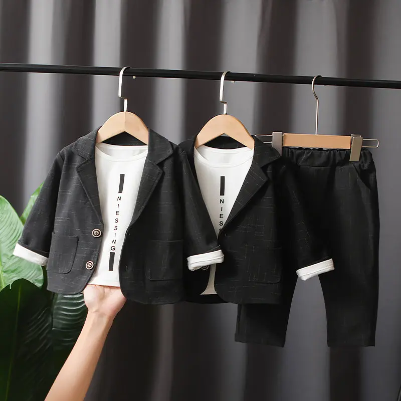 New Autumn Children Kids Clothes Kids Boys Strips Long Sleeve Suit T-shirt Pants 3Pcs/Set Toddler Fashion Cotton Clothing Infant