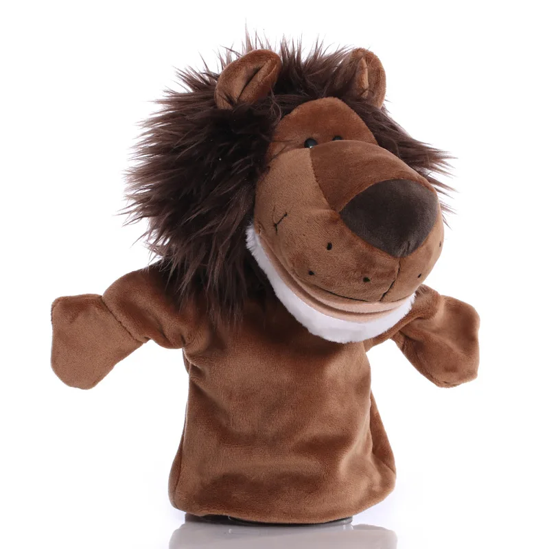 25cm Animal Hand Puppet Lion Plush Toys Baby Educational Hand Puppets Cartoon Pretend Telling Story Doll Toy  for Children Kids