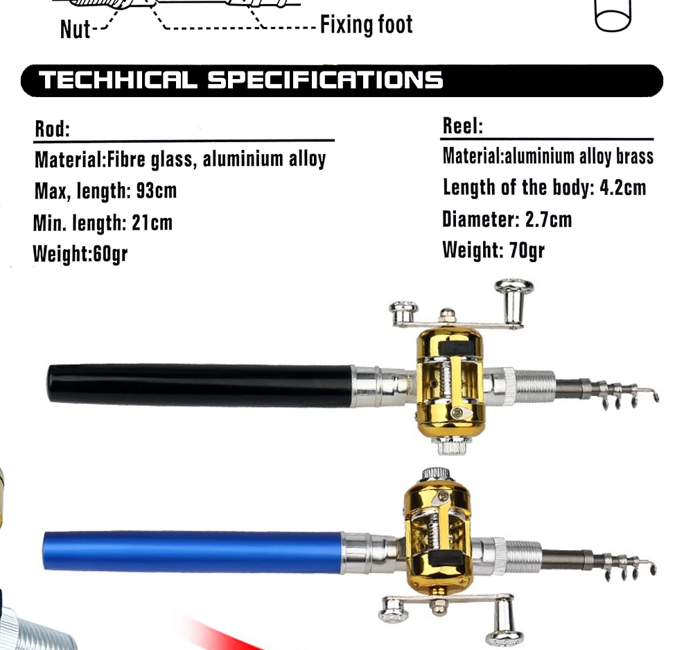 Jatzde Mini Portable Pocket Fishing Rod Pen - Aluminum Alloy Telescopic Fish Pole With Reel Combo, Ultra Compact 39 Inch Extended Jatzde Mini Portable Pocket Fishing Rod Pen - Aluminum Alloy Telescopic Fish Pole With Reel Combo, Ultra Compact 39 Inch Extended