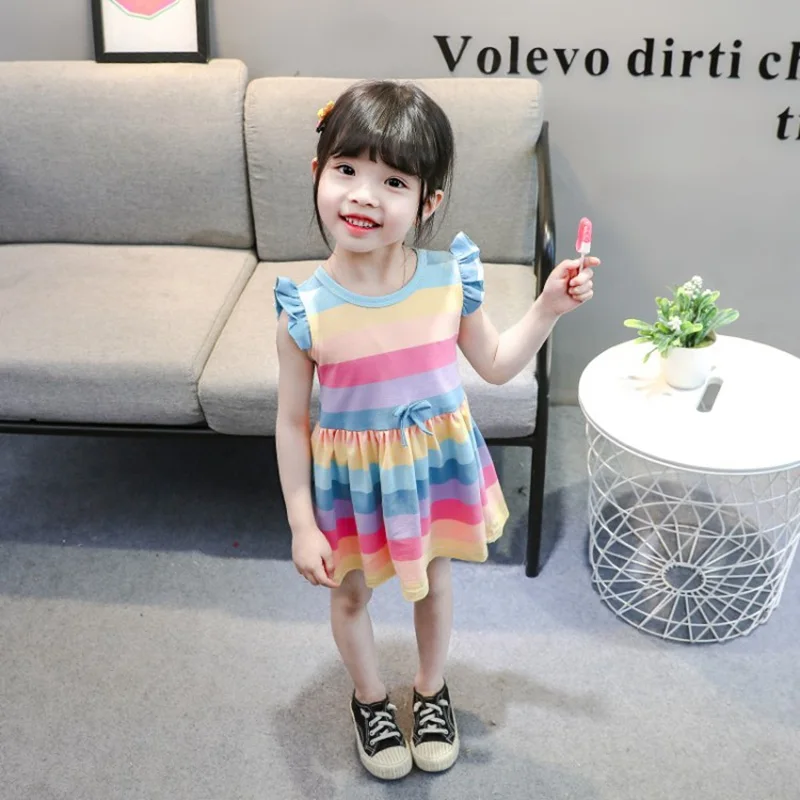 COOTELILI Wing Summer Dress Girls Toddler Kids Baby Girls Lovely Birthday Clothes Children Girls Dress For Wedding Party