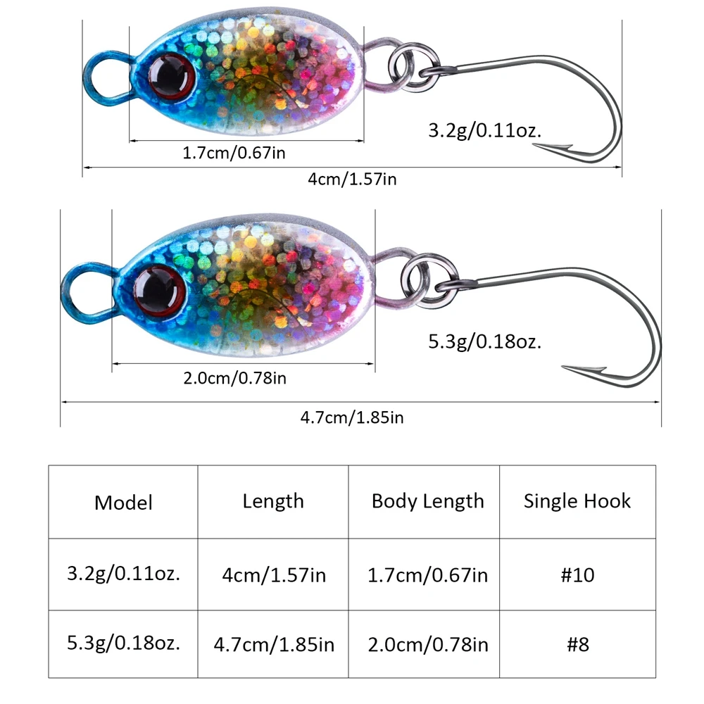 Goture 2pcs/pack Mini Metal Spoon Fishing Lure Micro Jig Jigging Hard Artificial Bait For Bass Trout Perch Pike Winter Fishing