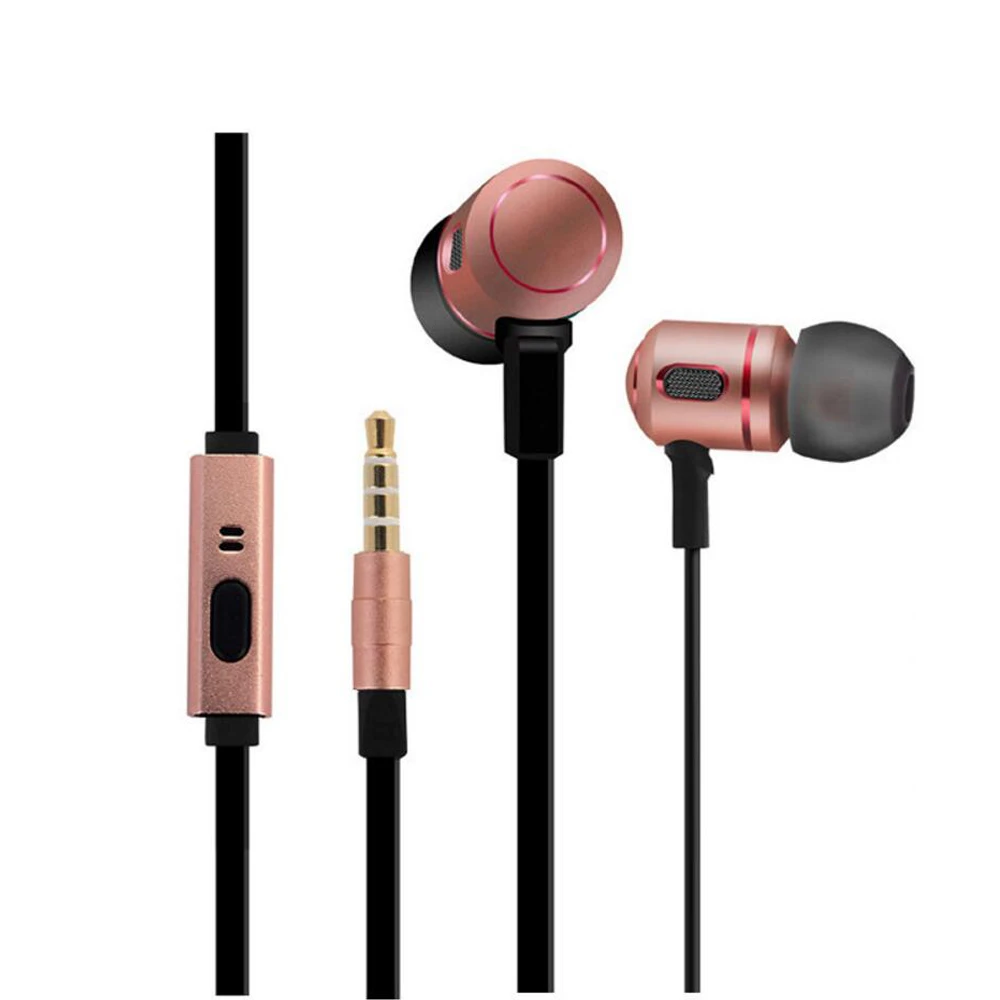 Plated Housing Earphone with Microphone 3.5mm HD HiFi In Ear Earphones Monitor Bass Stereo Earbuds for Phone Headset