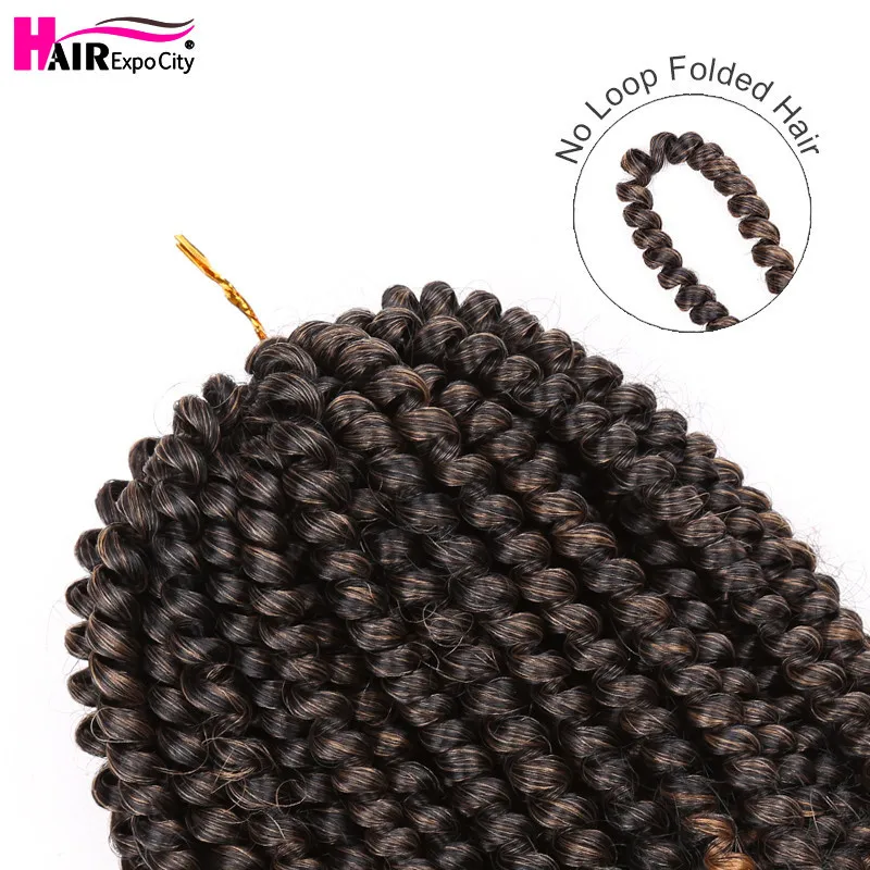 8Inch Spring Twist Crochet Hair Synthetic Twist Braids Hair Ombre Braiding Hair Extensions Afro Fluffy 30Roots Hair Expo City