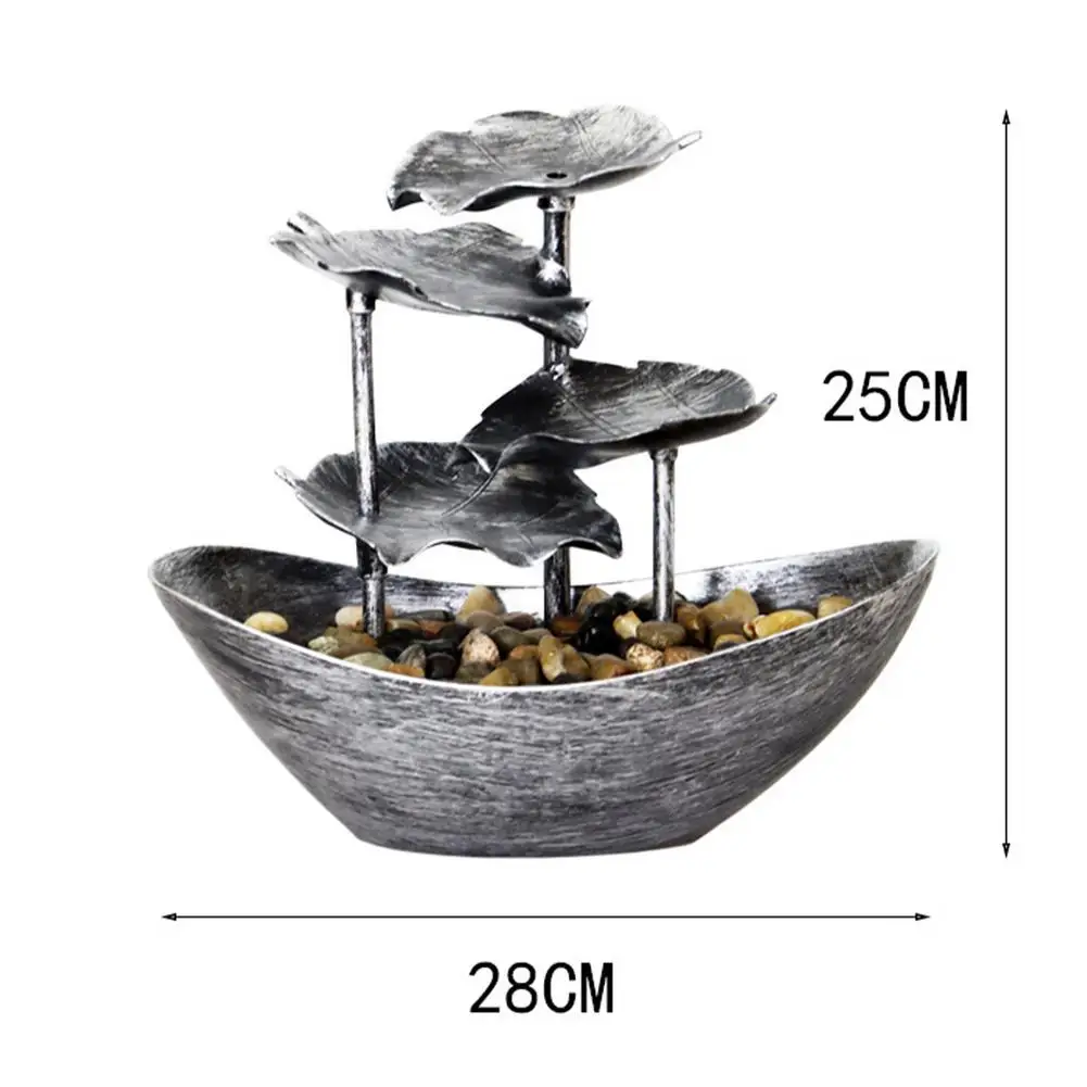 USB Desktop Fountain LED Decoration Lotus Leaf Sailing Water Fountain Decor Living Room Entrance Decor LED Atmosphere Night Ligh