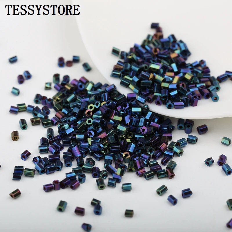 1000pcs 2x3mm Short Tube Glass Spacer Beads Gun Black Color Austria Crystal Round Hole Beads For Jewelry Making DIY Accessories