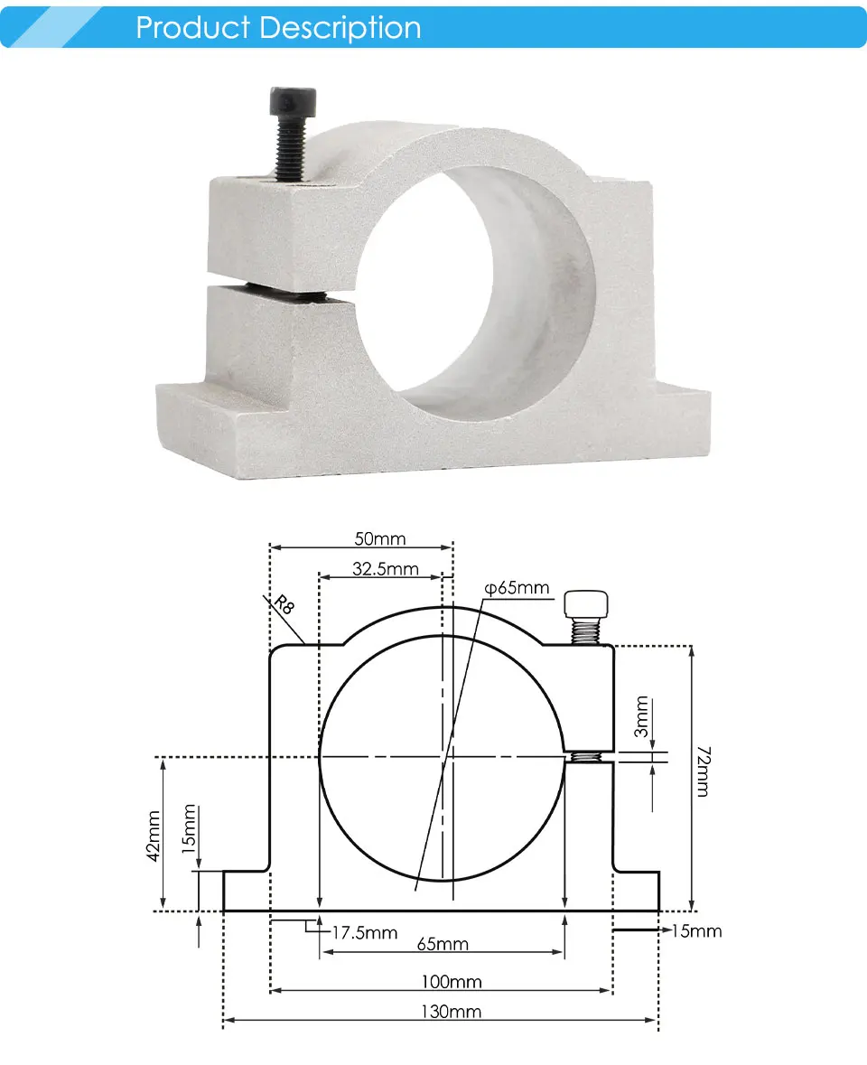 G-Penny 220V 1,5kW ER11 65mm luftgekühlte Spindel-Kits und H100 Inverter und 65m Halterung für CNC-Fräsmaschine – Detail 6