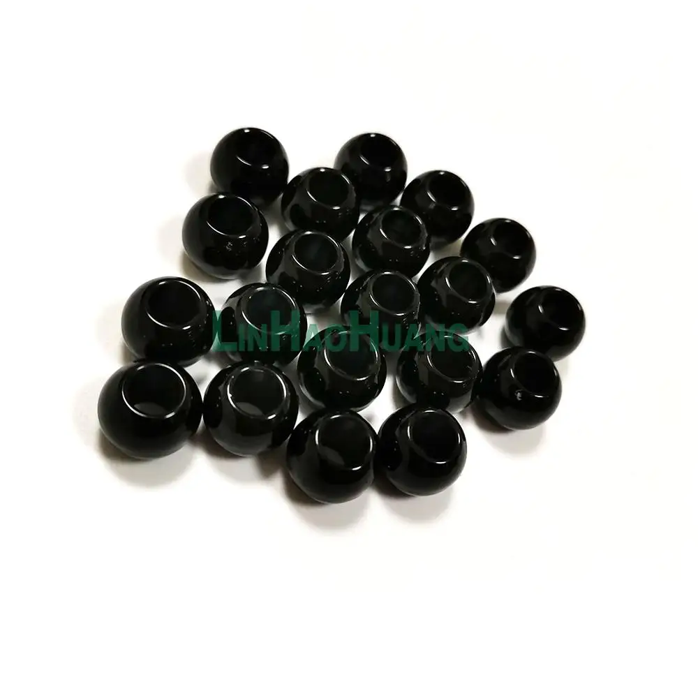 100pcs/lot Black Acrylic Round Pony Beads 9.5*12mm with 6mm hole for Kids Craft Kandi Bracelet