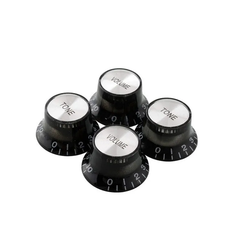 2 Tone 2 Volume Knobs Buttons Guitar Control Silver Hat Bell Top Potentiometer Cap For LP SG