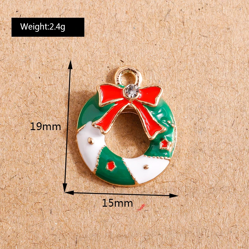 10 Stück Mix süße Emaille-Weihnachtsanhänger für die Schmuckherstellung, Weihnachtsbaum, Hirschglocke, Charms-Anhänger für Halsketten, Ohrringe, Geschenke – Detail 30