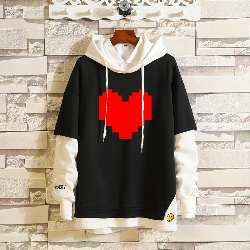 Undertale Sweater Hoodie Sportswear Sweatshirts Top Fake Two Piece Women Men Cosplay Costumes