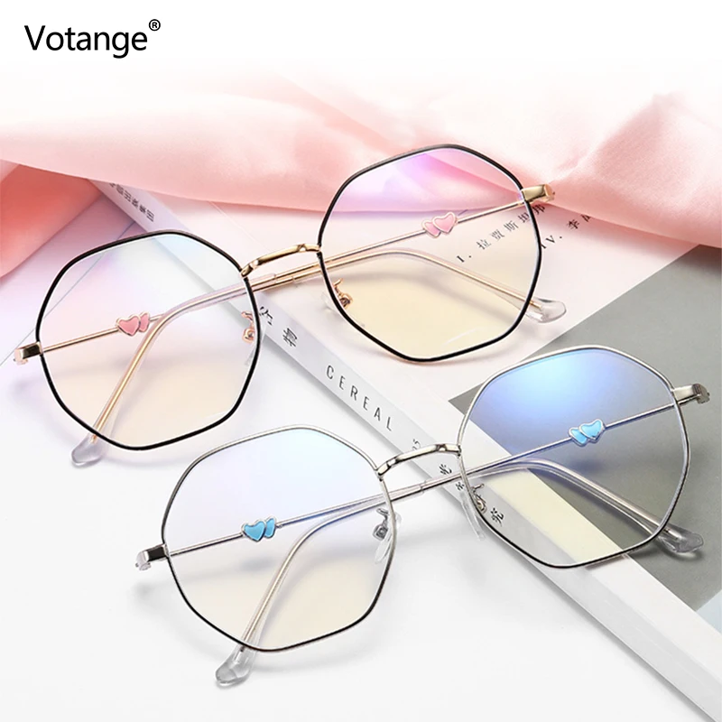 Vintage Metal Blue Light Blocking Eyeglasses Women Personality College Style Glasses Frame Mobile Phone Gaming Goggles E059