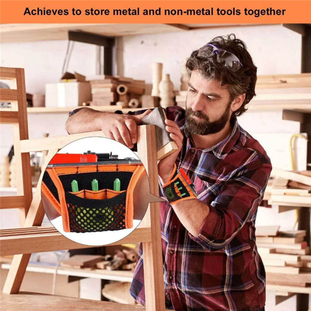 16 Magnetic WristBand Tools Bag Portable Strong Magnets Electrician Tool Storage Belt Screws Drill Holder Organize Repair Tools