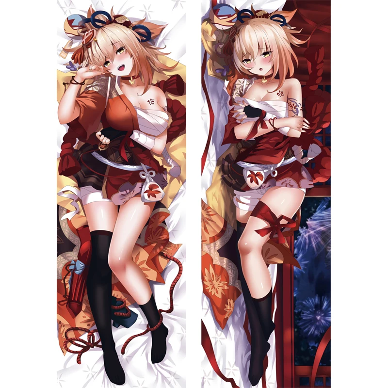 

Newly Design Game Genshin Impact Kamisato Ayaka Yoimiya Cosplay Pillowcase Dakimakura Female Pillow Case