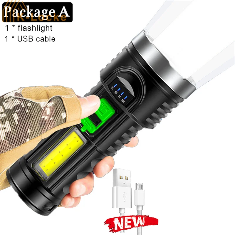 Portable LED Torch Flashlight Strong light Rechargeable Super Bright Long-range Flashlight Household Outdoor Travel Flashlight