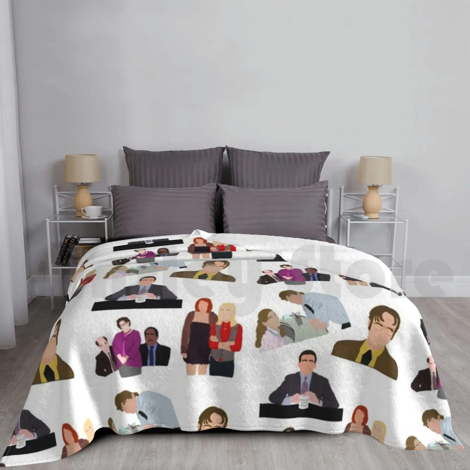 The Office Character Set Blanket Fashion Custom Pam And Jim Pam Jim Michael Dwight Shute That S What She Said