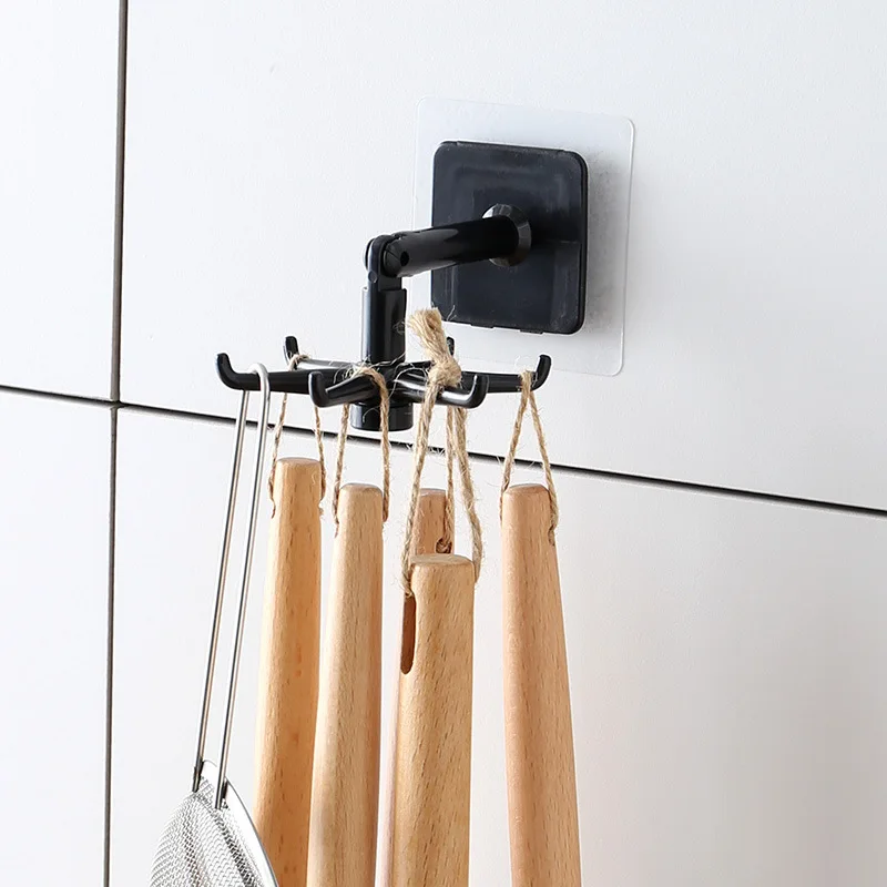 360 Degrees Rotated Swivel Wall Hook For Kitchen Self-adhesive Hooks towel Organizer the Multi-Purpose Home Storage Organization