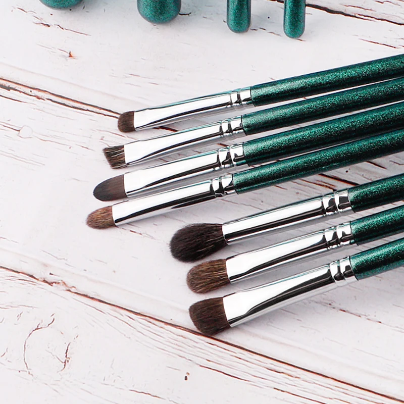 MyDestiny Green vine 11pcs Makeup Brush Set Made of Soft Animal and Synthetic Hair Include Face and Eye Brush Free Brush Pack