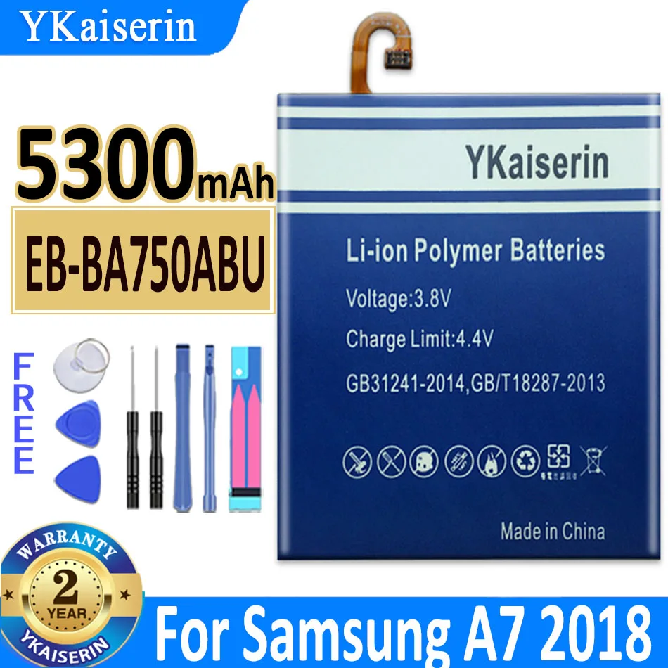 5300mAh YKaiserin Battery EB-BA750ABU For SAMSUNG Galaxy A7 2018 Version A730x A750 SM-A730x A10 SM-A750F Phone Batterij