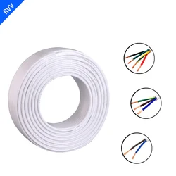 Pure Copper Soft Sheathed Wire 2 3 4 5 Cores 18 17 15 20 AWG 5Meters PVC Control Cable RVV White Signal Wire
