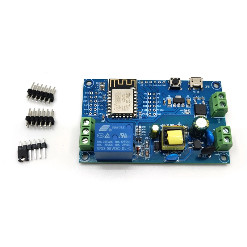 Placa WiFi Desenvolvimento Relé Único, AC DC Power ESP8266, ESP-12F