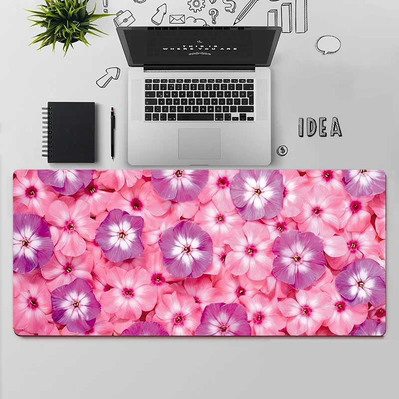 Gaming Mouse Pad Large Mouse Pad PC Gamer Computer Mouse Mat Elegant Pink Purple Peony Flower Big Mousepad XXL Keyboard Desk Mat