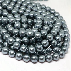 Dark gray 4-14mm pick size round imitation shell pearl beads fashion fit diy necklace bracelet jewelry making 15inch B1618