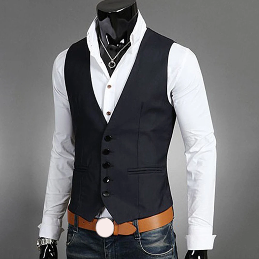 Men Vest Men Sleeveless Vest Casual Business Blazer Elegant wedding groomsmen costume Male Gift